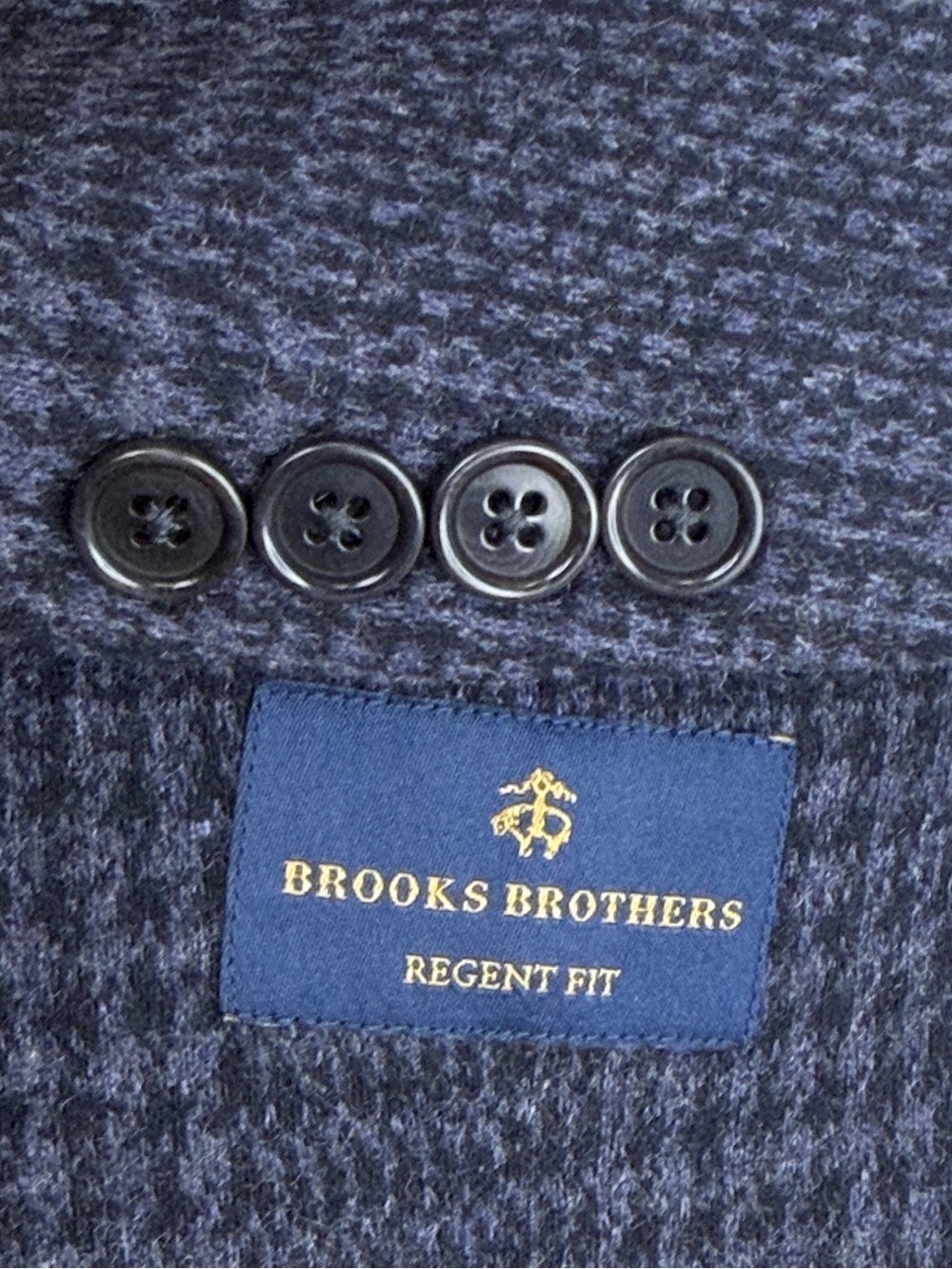 Brooks Brothers Sport Coat Mens 46R Blue Gray Black Wool Flannel Houndstooth